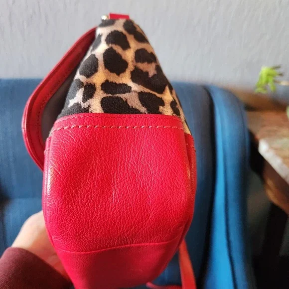 Coach Bag Ocelot Cloth + Red Leather, Animal Print, Crossbody RARE - Picture 11 of 11